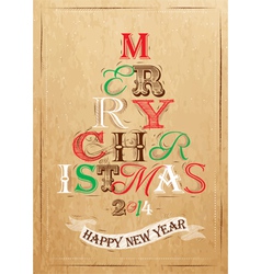 Poster Tree Christmas Happy Kraft color Poster Tree Christmas Happy Kraft color vector image