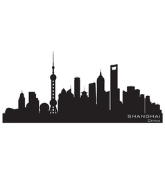 Shanghai China skyline Detailed silhouette Shanghai China skyline Detailed silhouette vector image