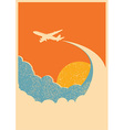 Airplane flying in sky background vector image