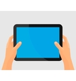 Hands holing tablet computer with blank screen Hands holing tablet computer with blank screen vector image