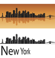 New York skyline in orange background vector image