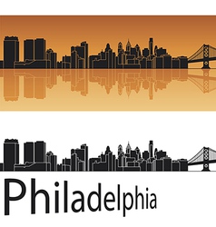 Philadelphia skyline in orange background vector image