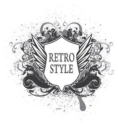 Shield with grunge and wings vector image