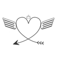 Silhouette with two wings heart and crown Silhouette with two wings heart and crown vector image
