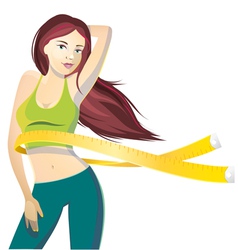Girl with a measuring tape at the waist vector image