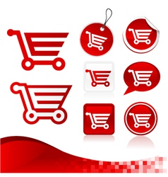Red Shopping Cart Design Kit vector image