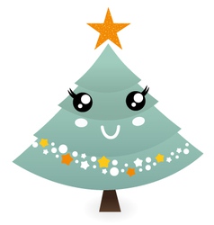 Cute christmas tree mascot isolated on white vector image