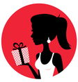 Silhouette of beautiful woman holding present vector image
