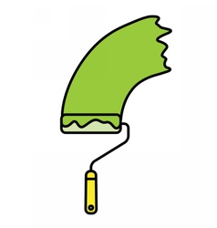 Paint Roller with Green paint trace vector image
