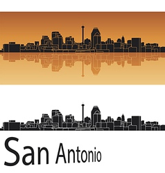San Antonio skyline in orange background vector image