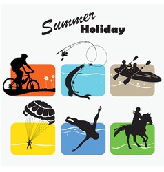 Active rest summer holiday set icon vector image