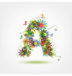 Floral letter w for your design Royalty Free Vector Image
