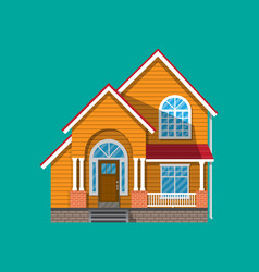 Suburban family house countrysdie wooden building Suburban family house countrysdie wooden building vector image