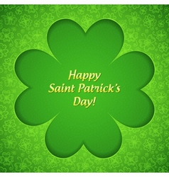 Green cutout clover shape with inner shadow vector image