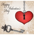 Vintage valentine card with hand-written heart and vector image