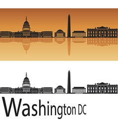 Washington DC skyline in orange background vector image