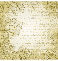 Grungy background with handdrawn flowers vector image