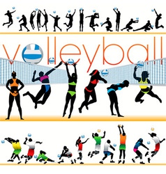 Volleyball players set vector image