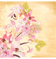 Flowers on papyrus background vector image