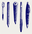 Pencil pen and fountain pen icons vector image