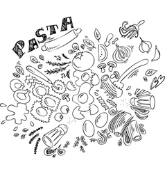 Pasta and ingredients for cooking italian food vector image