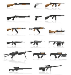 Weapon and gun set collection icons 01 vector image