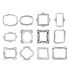 Vintage doodle picture frames hand drawn vector image