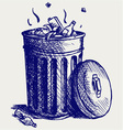 Trash bin full of garbage vector image