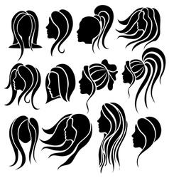 Woman face and hair icon set vector image