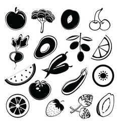 Fruit and vegetables silhouettes vector image