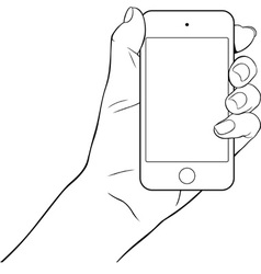 Hand holding a small tablet pc vector image