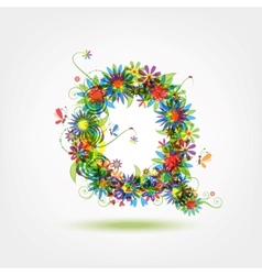 Floral letter w for your design Royalty Free Vector Image