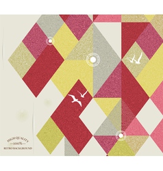 Retro Geometric Background with birds vector image