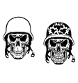 Warrior and pilot skulls in military helmets vector image