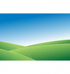 Green field and blue sky vector image