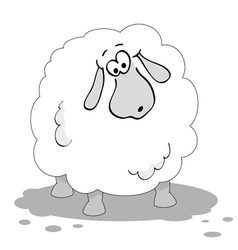 Cartoon sheep in black and white vector image