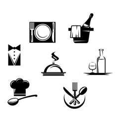 Restaurant icons and menu elements vector image