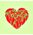 Red Hot Peppers in Shape of Heart vector image