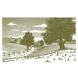 Woodcut Rural Scene vector image