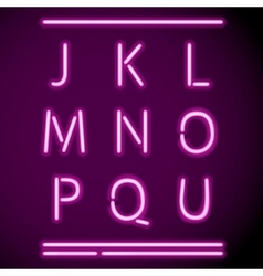 Realistic Neon Alphabet J-U vector image