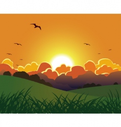 Sunset in the mountains vector image
