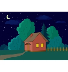 House on forest edge night vector image