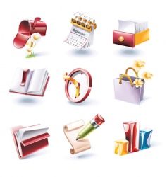 Cartoon style icon set vector image