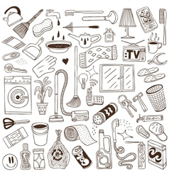 Cleaning house - doodles vector image
