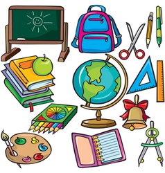 School accessories icons set vector image