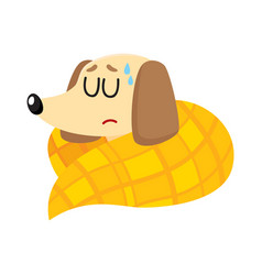 Sick baby badger dog having flu fever sleeping vector image