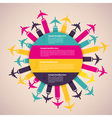 Background with colorful airplanes vector image