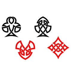 Poker card symbols in ornamental celtic style vector image