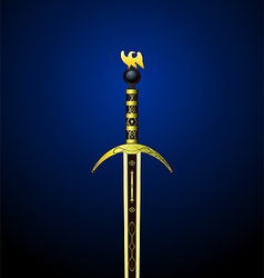 Of a magic gold sword with an eagle on a hilt - vector image