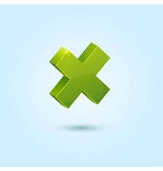 Green X mark symbol isolated on blue background vector image